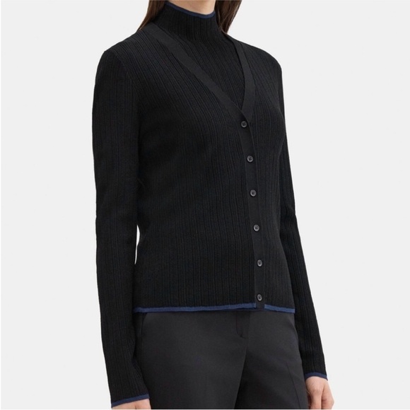 Theory Slim black Cardigan in Crepe Knit NWT - Picture 2 of 6